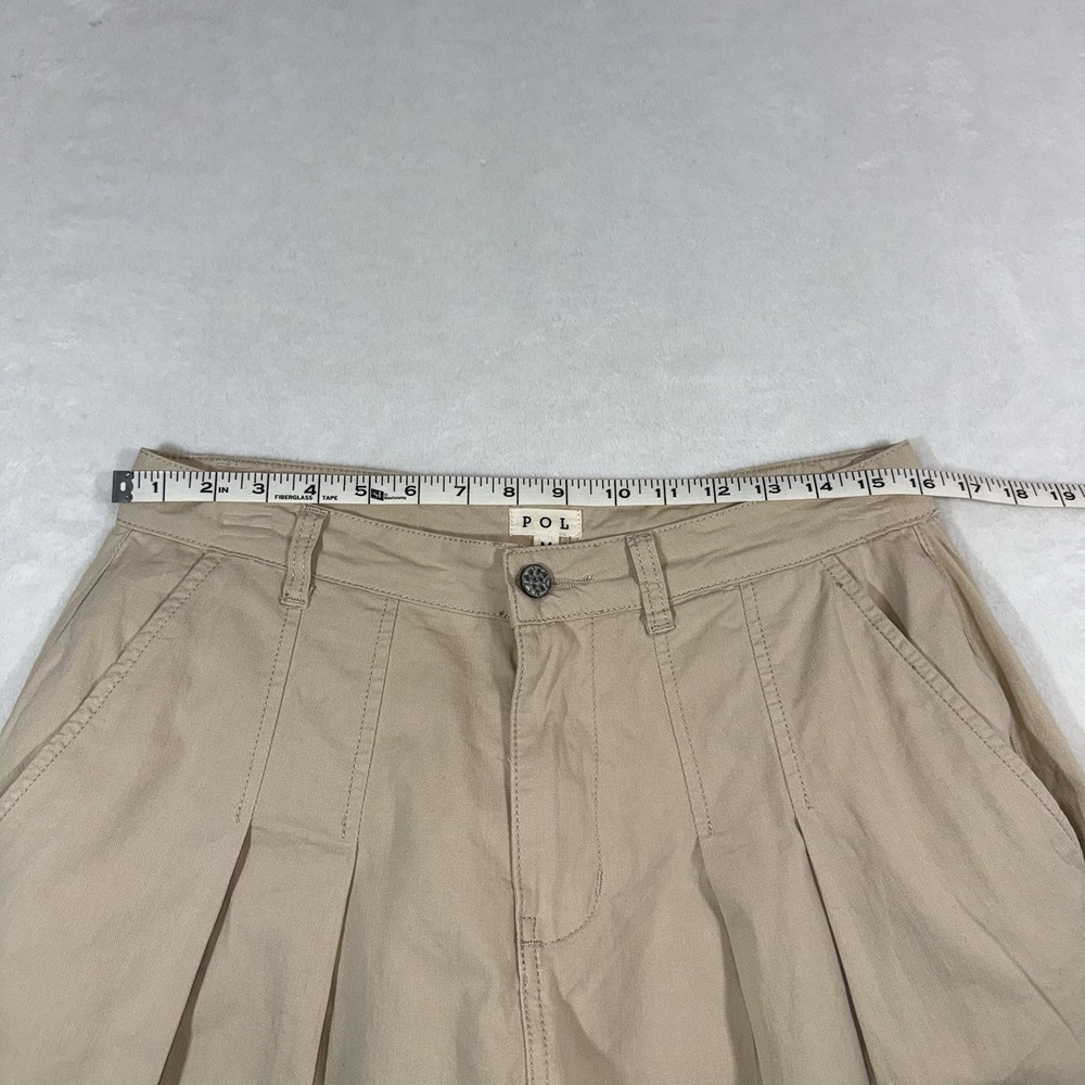 POL Pleated Khaki Pants Women's Size M Wide Leg High Rise Cotton Coastal Boho - Picture 11 of 14